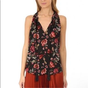 A.L.C. Black Floral Sleeveless Silk Blouse size 6